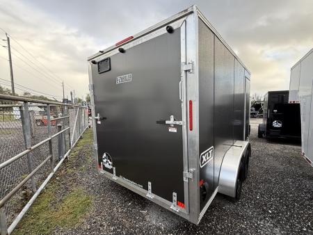 New 2026 ALCOM 7 X 14 Aluminum Charcoal Enclosed XLT Trailer with 6" Extra Height