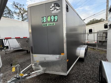 New 2026 ALCOM 7 X 14 Aluminum Charcoal Enclosed XLT Trailer with 6" Extra Height