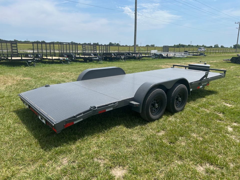 New 2026 Lamar 83x20 Tandem 10K Steel Floor Carhauler w/ Toolbox, 2' Dove, & Slide In Ramps