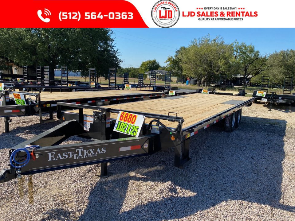 New 2027 East Texas Trailers 102" X 25' Deckover Flatbed Trailer - 8FT SIR - 14K GVWR