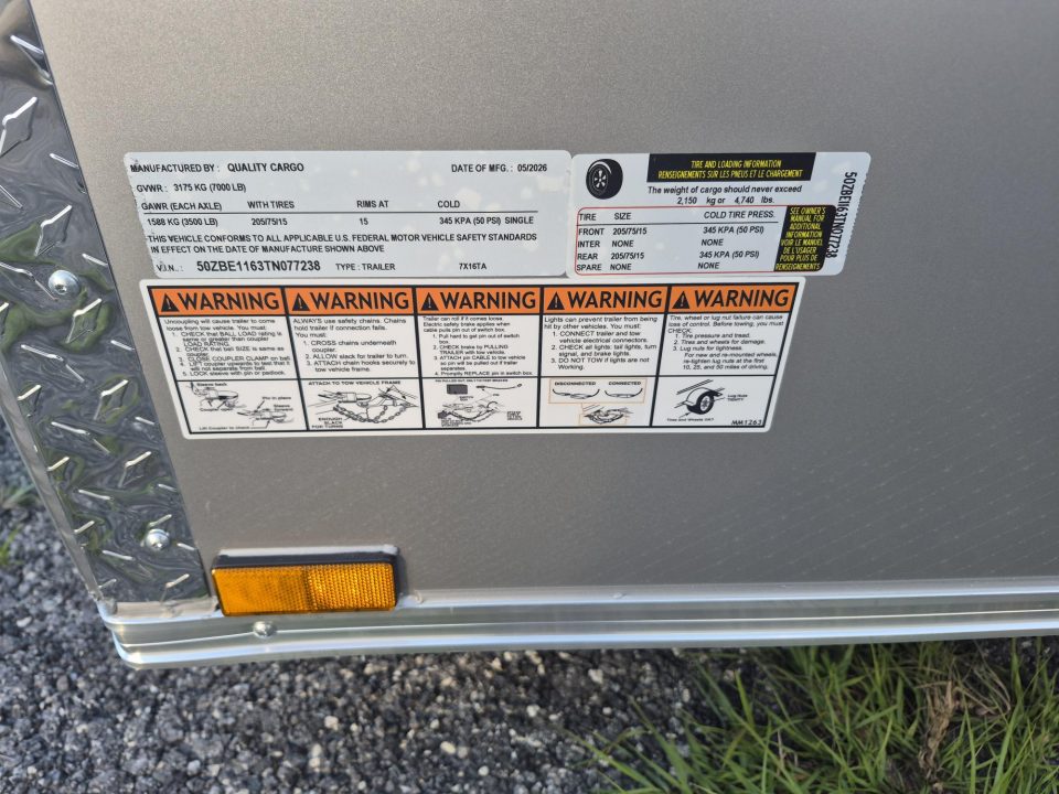 New 2026 Quality Cargo 7 x 16 Enclosed Silver Cargo Trailer Great for Tools & Motorcycles Cargo / Enclosed Trailer