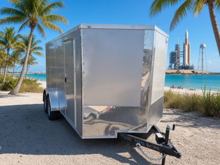 New 2026 Quality Cargo 7 x 16 Enclosed Silver Cargo Trailer Great for Tools & Motorcycles Cargo / Enclosed Trailer