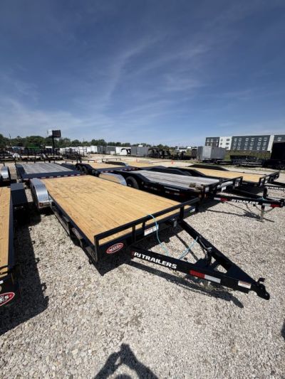 New 2027 PJ Trailer Carhauler C5202 83x20 TA Dovetail w/ Slide In Ramps (GVW:7000) BLACK