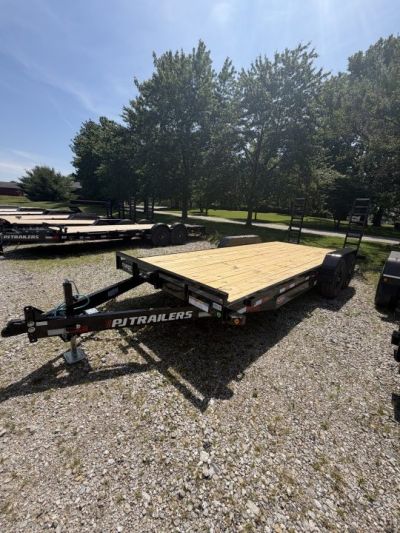 New 2027 PJ Trailers CD202 Equipment Trailer 83X20 DOVETAIL W/ FOLDUP RAMPS TA (GVW:14000) BLACK