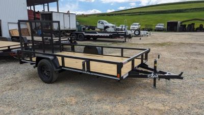 New 2026 CAM SUPERLINE 7x12 Tubular Top Rail Utility Trailer w/ Spring Assist Gate