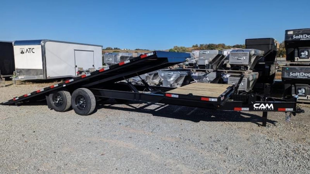 New 2026 CAM Superline 24' (4 + 20) HD Deckover POWER Split Tilt Trailer