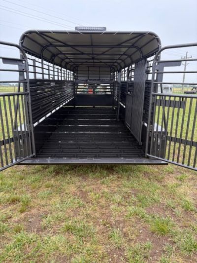 New 2026 Coose 6'8x24 Tandem 14K Livestock Trailer W/ Butterfly Back Gate, Rubber Cleated Floor, & 2 Cut Gates