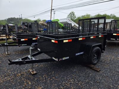 New 5 x 8 Sure-Trac 24  High Steel Side Utility Trailer, 3k GVWR ***Spring Assist Gate, Spare Tire Mount, Set Back Jack, LED Lights
