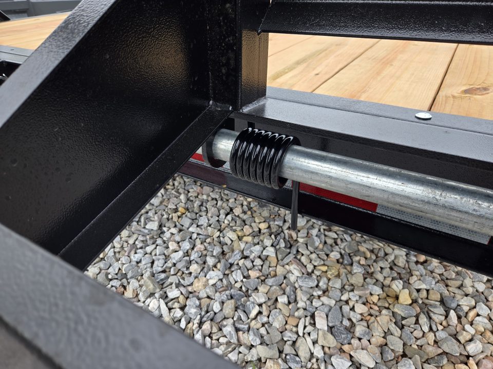 New 7 x 20 BWISE EH14 Implement Equipment Trailer, 14k GVWR **Hammertone Black w/ Tool Storage & Spring Assist Ramps