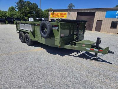 New 2026 PROSPECTOR 14K 7X16 TELESCOPING DUMP TRAILER 2' WALLS WITH SPREADER GATE