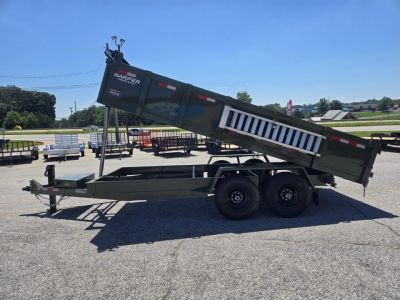 New 2026 PROSPECTOR 14K 7X16 TELESCOPING DUMP TRAILER 2' WALLS WITH SPREADER GATE