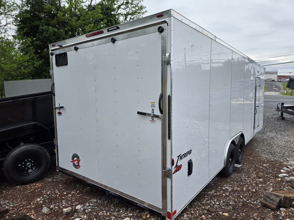 New 8.5 X 24 Homesteader Intrepid HD V-Nose Enclosed Car Trailer, 10k GVWR ****White w/.080 PolyCor Side Panels, LED Loading Lights