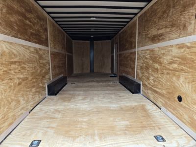 New 8.5 X 24 Homesteader Intrepid HD V-Nose Enclosed Car Trailer, 10k GVWR ****White w/.080 PolyCor Side Panels, LED Loading Lights