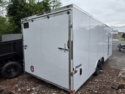 New 8.5 X 24 Homesteader Intrepid HD V-Nose Enclosed Cargo Trailer, 10k GVWR ****White w/.080 PolyCor Side Panels, LED Loading Lights
