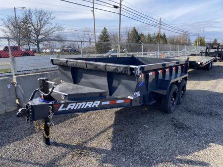 New 2026 Lamar Trailers 7 X 12 FT DUMP TRAILER TARP KIT WITH RAMPS 14 PLY TIRES 14K GVWR