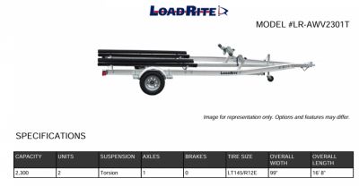 New 2027 Load Rite ALUMINUM Frame Single Jet Ski Trailer w/ Swing Up Jack
