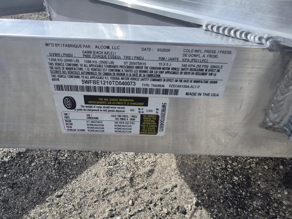 New 2026 ALCOM 6x12 Aluminum Enclosed Trailer – Charcoal | 2,990 GVWR | 6" Extra Height Cargo / Enclosed Trailer