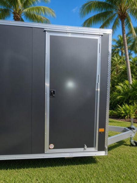 New 2026 ALCOM 6x12 Aluminum Enclosed Trailer – Charcoal | 2,990 GVWR | 6" Extra Height Cargo / Enclosed Trailer