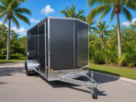 New 2026 ALCOM 6x12 Aluminum Enclosed Trailer – Charcoal | 2,990 GVWR | 6  Extra Height Cargo / Enclosed Trailer