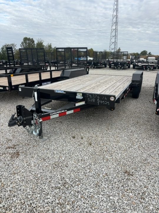 New 2025 Cam Superline 7 x 18 (14+4) CAM Wood Deck Car Hauler 7K