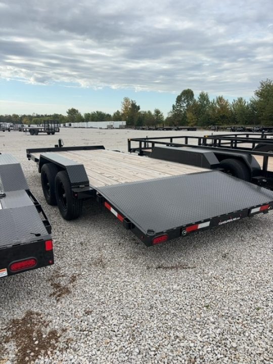 New 2025 Cam Superline 7 x 18 (14+4) CAM Wood Deck Car Hauler 7K