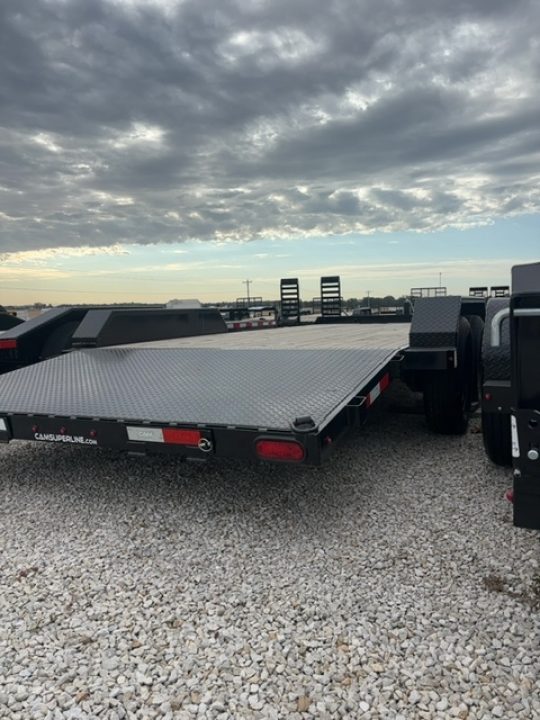 New 2025 Cam Superline 7 x 18 (14+4) CAM Wood Deck Car Hauler 7K