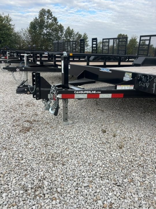 New 2025 Cam Superline 7 x 18 (14+4) CAM Wood Deck Car Hauler 7K
