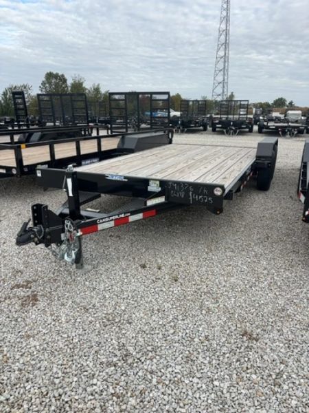 New 2025 Cam Superline 7 x 18 (14+4) CAM Wood Deck Car Hauler 7K