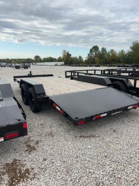 New 2025 Cam Superline 7 x 18 (14+4) CAM Wood Deck Car Hauler 7K