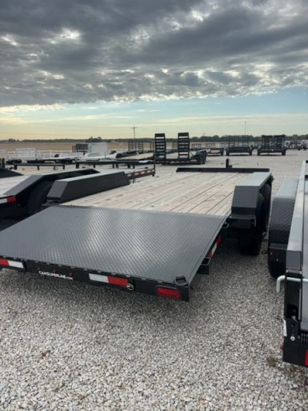 New 2025 Cam Superline 7 x 18 (14+4) CAM Wood Deck Car Hauler 7K