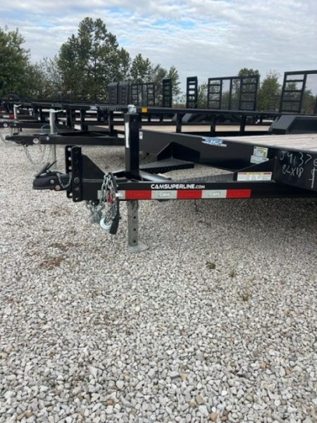 New 2025 Cam Superline 7 x 18 (14+4) CAM Wood Deck Car Hauler 7K