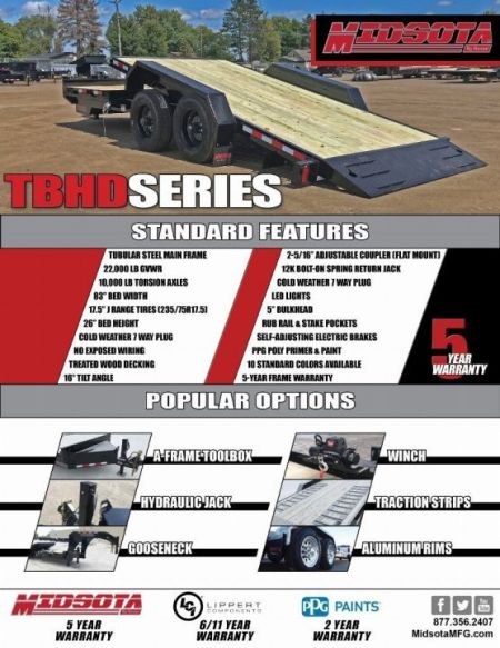 New 2026 Midsota 24' HD Tiltbed Equipment Tilt Trailer