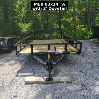 New 2026 MEB 83x14 TA , 2' dovetail with 30" gate or straight deck with 48" gate, 3.5k axles Utility Trailer