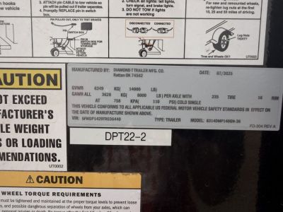 Used 2026 Diamond T 7-14-4H Gooseneck Dump 8K AXLES Dump Trailer