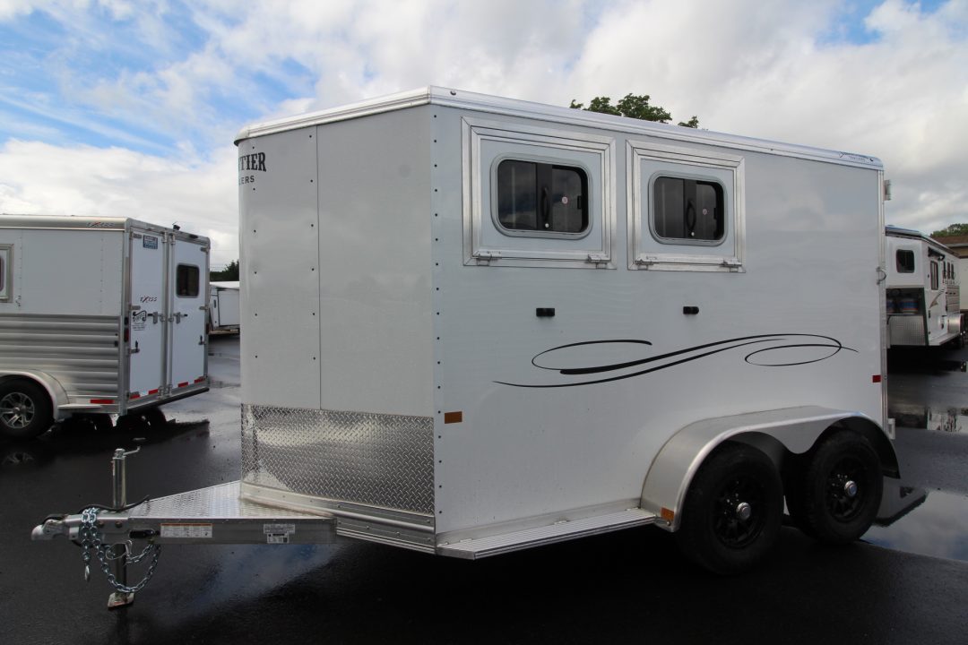 New All Aluminum Only 2,605 Pounds!!! 2026 Frontier Strider 2 Horse Aluminum Trailer - Drop down windows