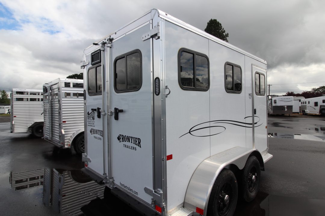 New All Aluminum Only 2,605 Pounds!!! 2026 Frontier Strider 2 Horse Aluminum Trailer - Drop down windows