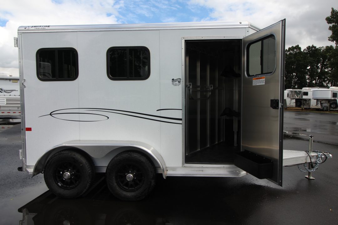 New All Aluminum Only 2,605 Pounds!!! 2026 Frontier Strider 2 Horse Aluminum Trailer - Drop down windows