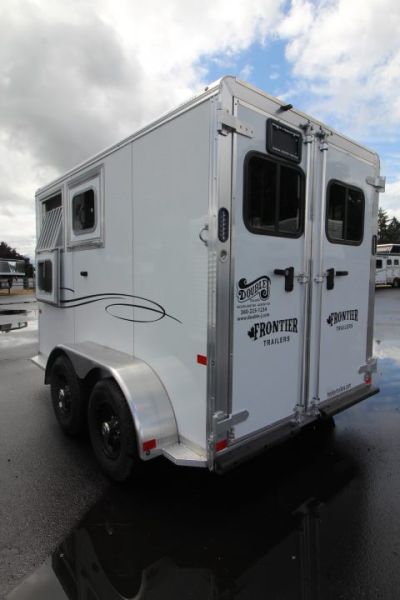 New All Aluminum Only 2,605 Pounds!!! 2026 Frontier Strider 2 Horse Aluminum Trailer - Drop down windows