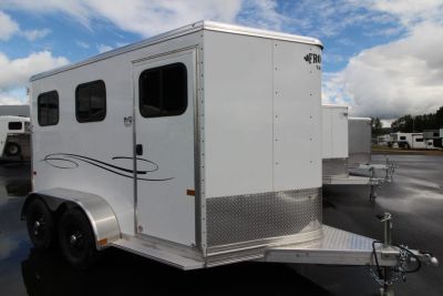 New All Aluminum Only 2,605 Pounds!!! 2026 Frontier Strider 2 Horse Aluminum Trailer - Drop down windows