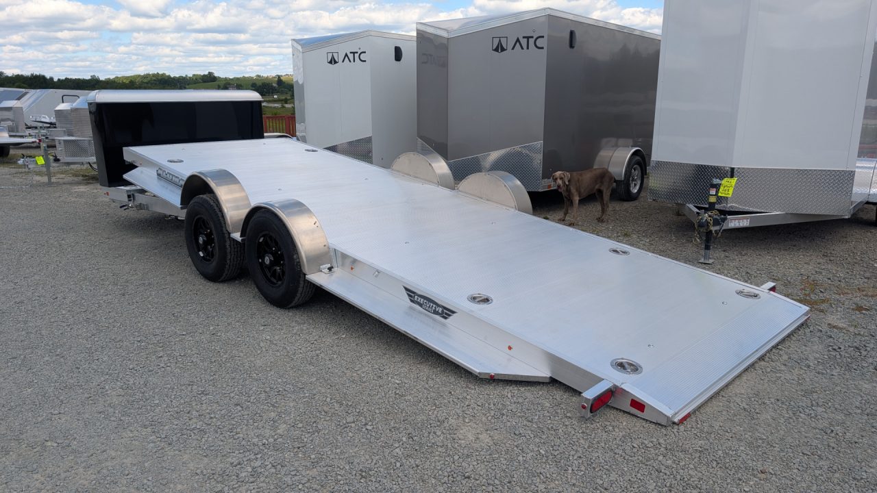New 2027 Aluma 20' (20" Stationary + 20' Tilt) HD XL Executive Tilt Car Hauler w/ Cargo Box