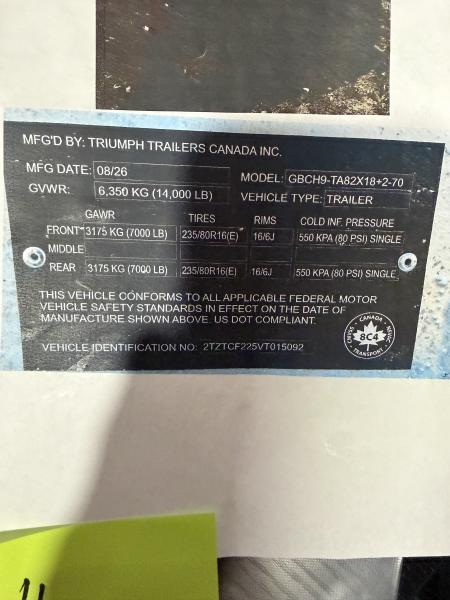 New 82X 18+2 Triumph Trailers 2027 Equipment Trailer
