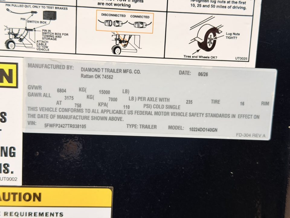 New 2026 Diamond T 8.5-24 Single Wheel Gooseneck Deckover Equipment Hauler W/ 14 PLY Tire Upgrade 15K GVWR