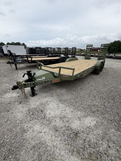 New 2026 RAWMAXX EQUIPMENT ECX20BP14K 83X20 TA CARHAULER W/ STAND UP RAMPS (GVW:14000) ARMY GREEN