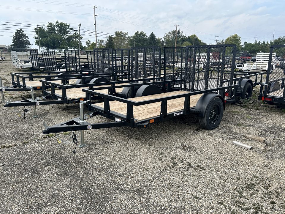 New 2027 HTC 5 X 10 FT STEEL UTILITY TRAILER SPRING ASSIST GATE LED LIGHTS