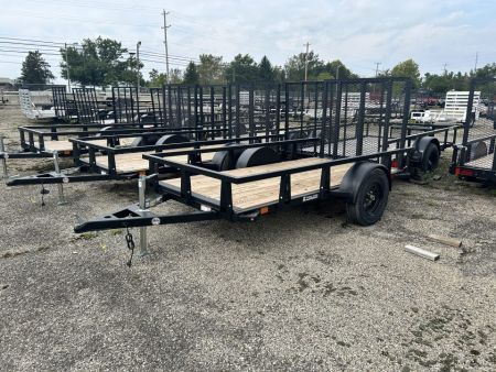 New 2027 HTC 5 X 10 FT STEEL UTILITY TRAILER SPRING ASSIST GATE LED LIGHTS
