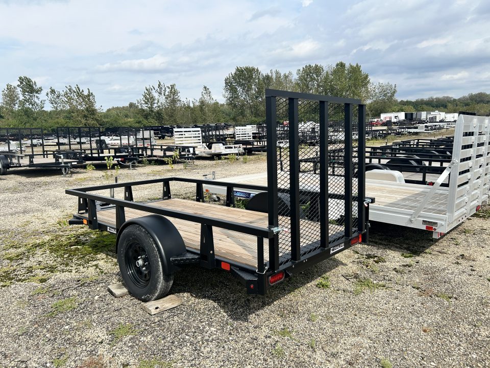 New 2027 HTC 5 X 10 FT STEEL UTILITY TRAILER SPRING ASSIST GATE LED LIGHTS