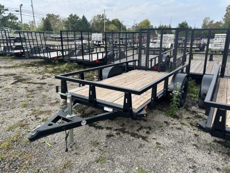 New 2027 HTC 5 X 10 FT STEEL UTILITY TRAILER SPRING ASSIST GATE LED LIGHTS