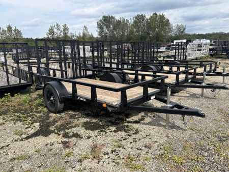 New 2027 HTC 5 X 10 FT STEEL UTILITY TRAILER SPRING ASSIST GATE LED LIGHTS