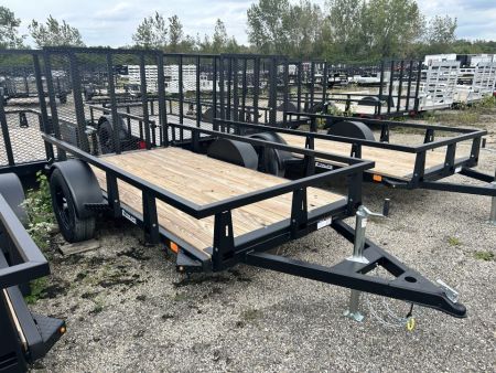 New 2027 HTC 5 X 10 FT STEEL UTILITY TRAILER SPRING ASSIST GATE LED LIGHTS