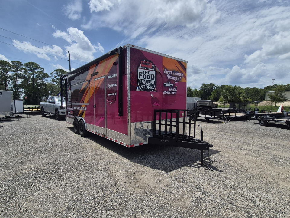 Used 2025 All World Trailers 8.5x22 Tandem Axle Toy Hauler Trailer with Restroom & Shower | Concession